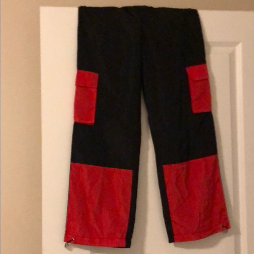Black and red cargo pants